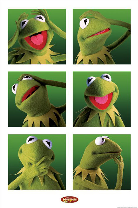 Contact sheet of six Kermit the Frog expressions